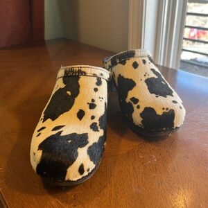 No. 6 Black and White Cow Print Mules size 41